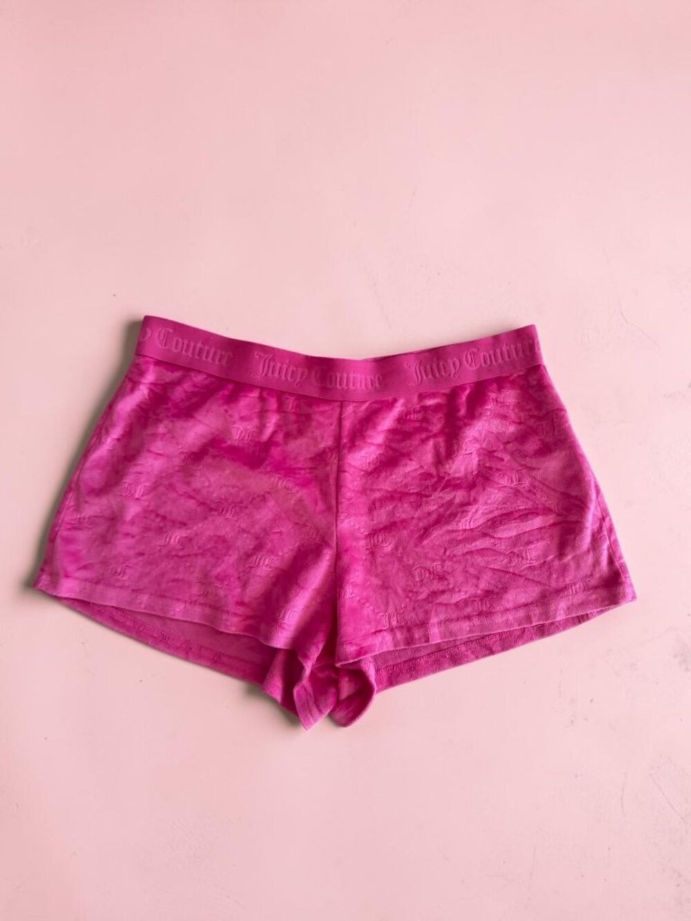 JUICY COUTURE Pink Velour Logo Shorts Size Medium